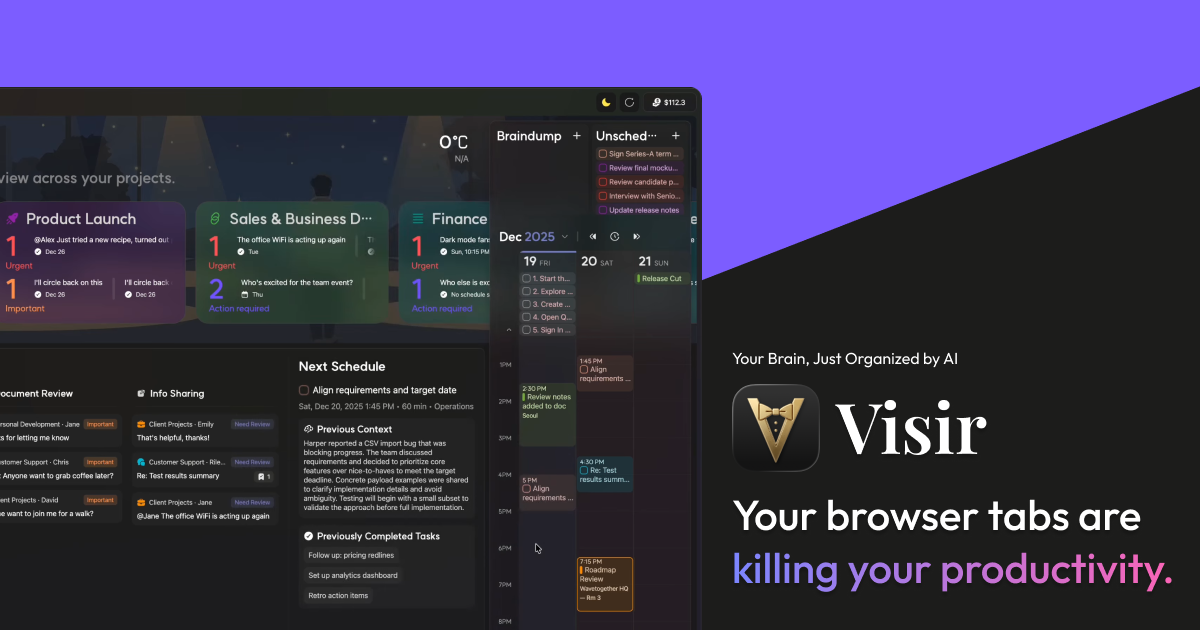 Vesiris Visir - Your AI Executive Assistant | Never Alt-Tab Again